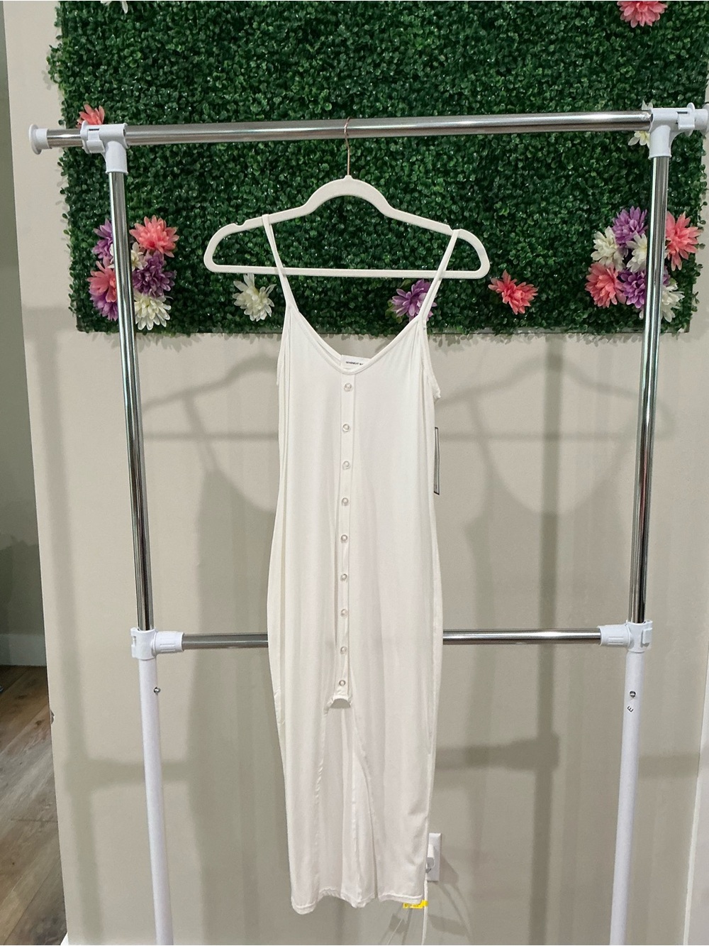 Goodnight Macaroon White Button-Front Maxi Dress